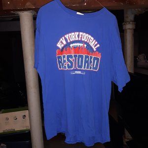 NY FOOTBALL RESTORED  BLUE GILDAN T-SHIRT XL - 100% COTTON